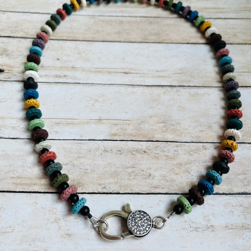 Rainbow Lava Stone Necklace